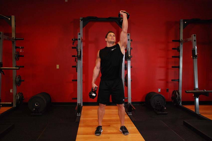 Double Kettlebell Windmill — starting position