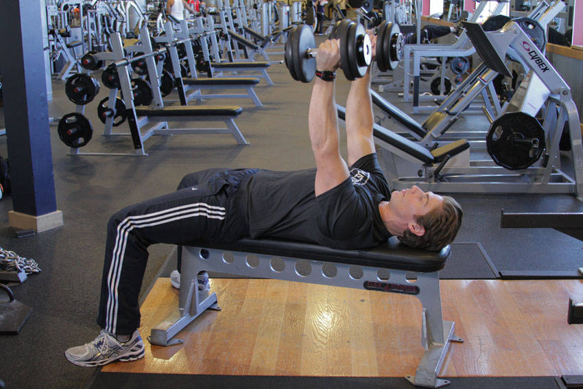 Dumbbell Bench Press with Neutral Grip — starting position