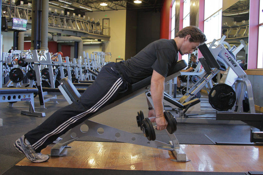 Dumbbell Incline Row — starting position