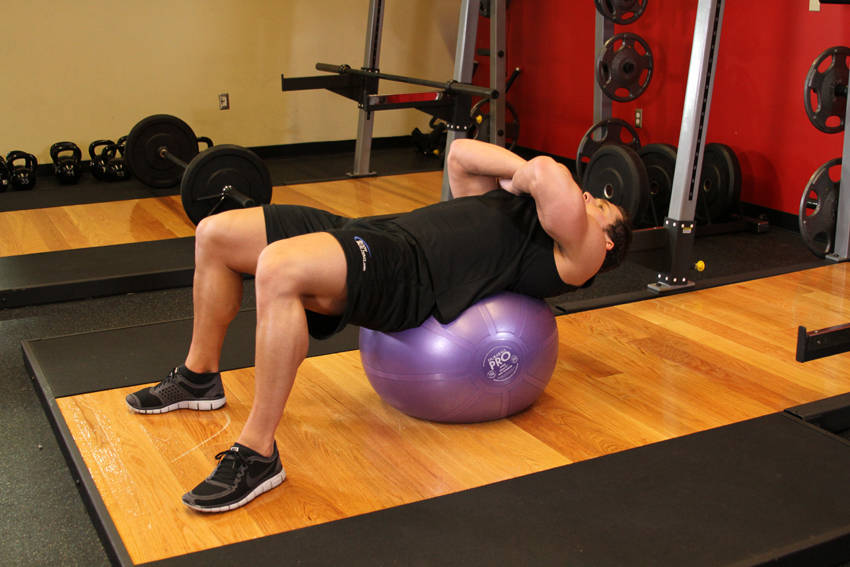 Exercise Ball Crunch — starting position