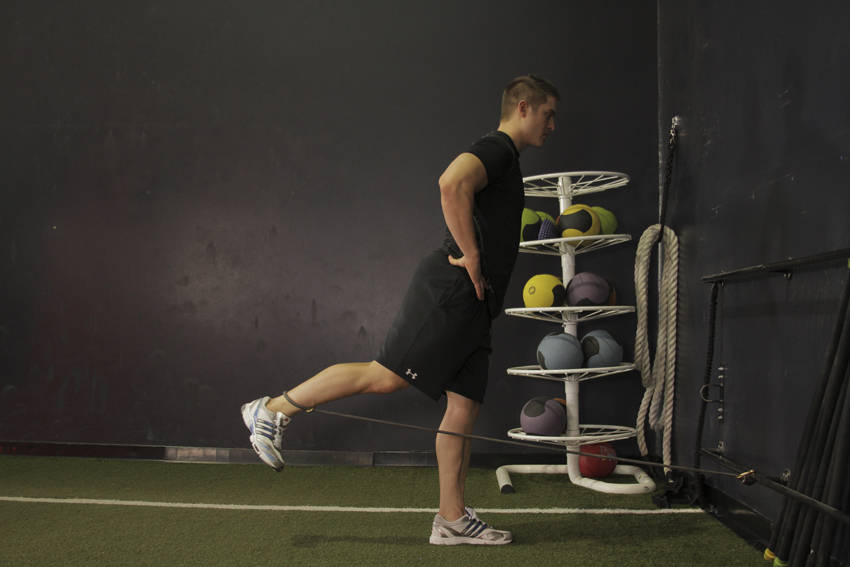 Hip Extension with Bands — end position