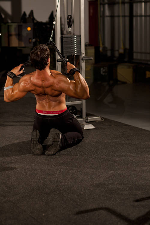 Kneeling High Pulley Row — end position