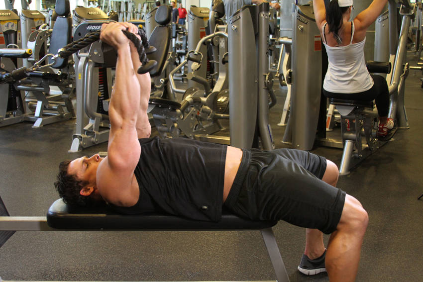 Low Cable Triceps Extension — end position