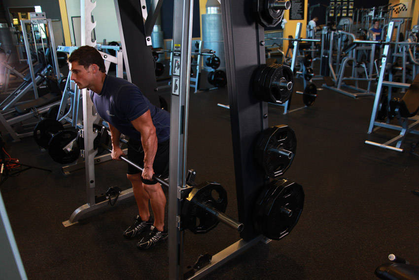 Smith Machine Bent Over Row — starting position