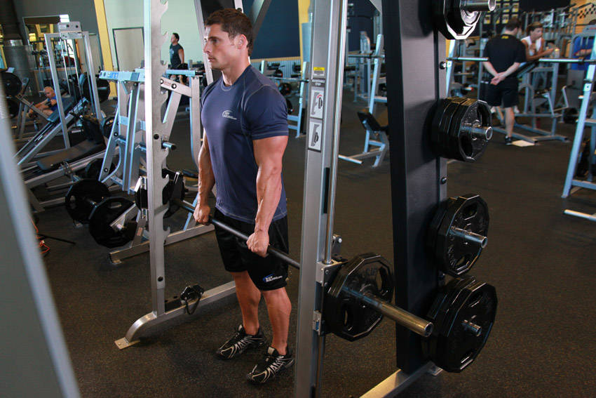 Smith Machine Stiff-Legged Deadlift — end position