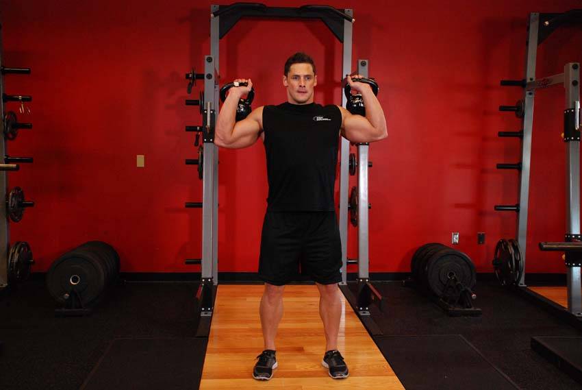 Two-Arm Kettlebell Military Press — starting position