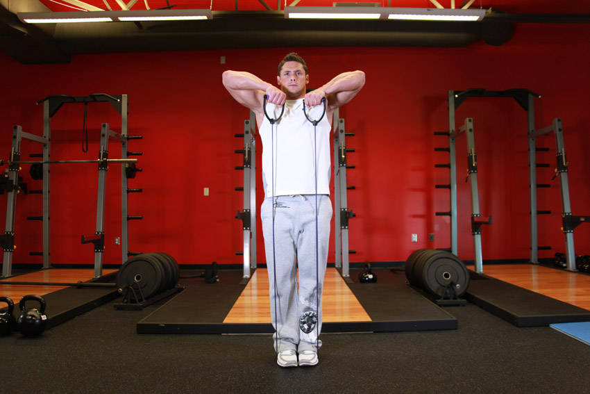 Upright Row - With Bands — end position