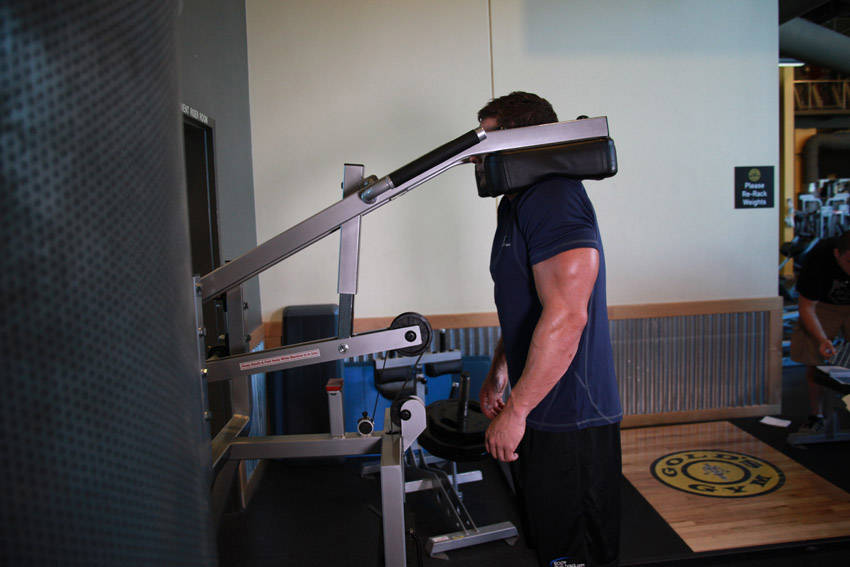 Calf-Machine Shoulder Shrug — end