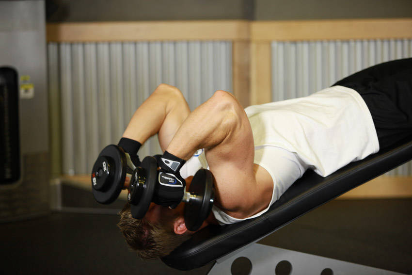 Decline Dumbbell Triceps Extension — end