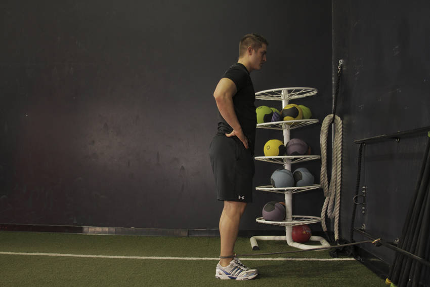 Hip Extension with Bands — start
