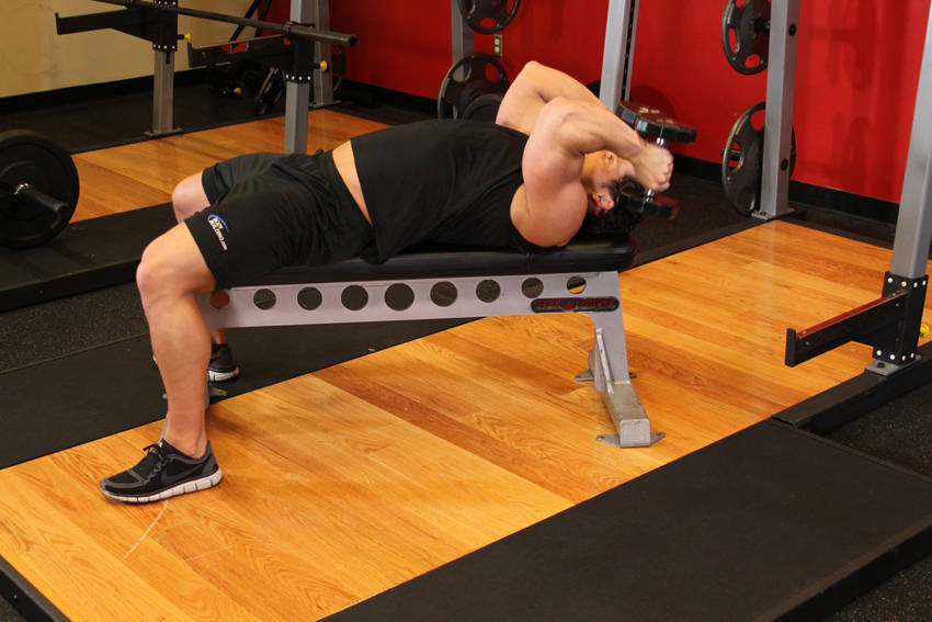 Lying Dumbbell Tricep Extension — start