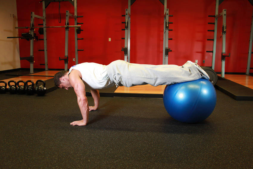 Push-Ups With Feet On An Exercise Ball — end