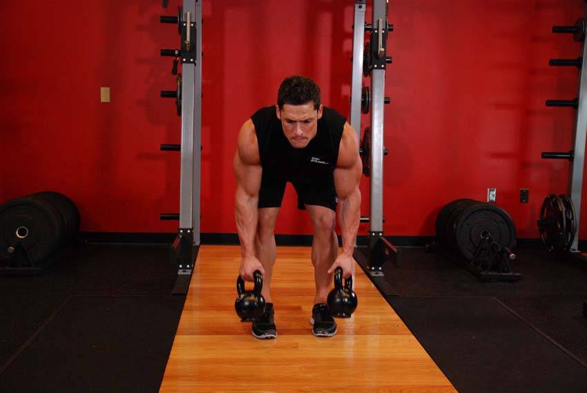 Two-Arm Kettlebell Row — start